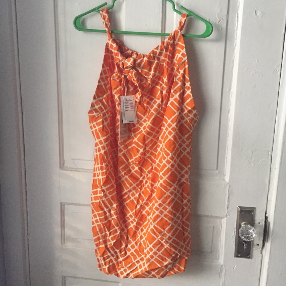 Orange and white halter tunic